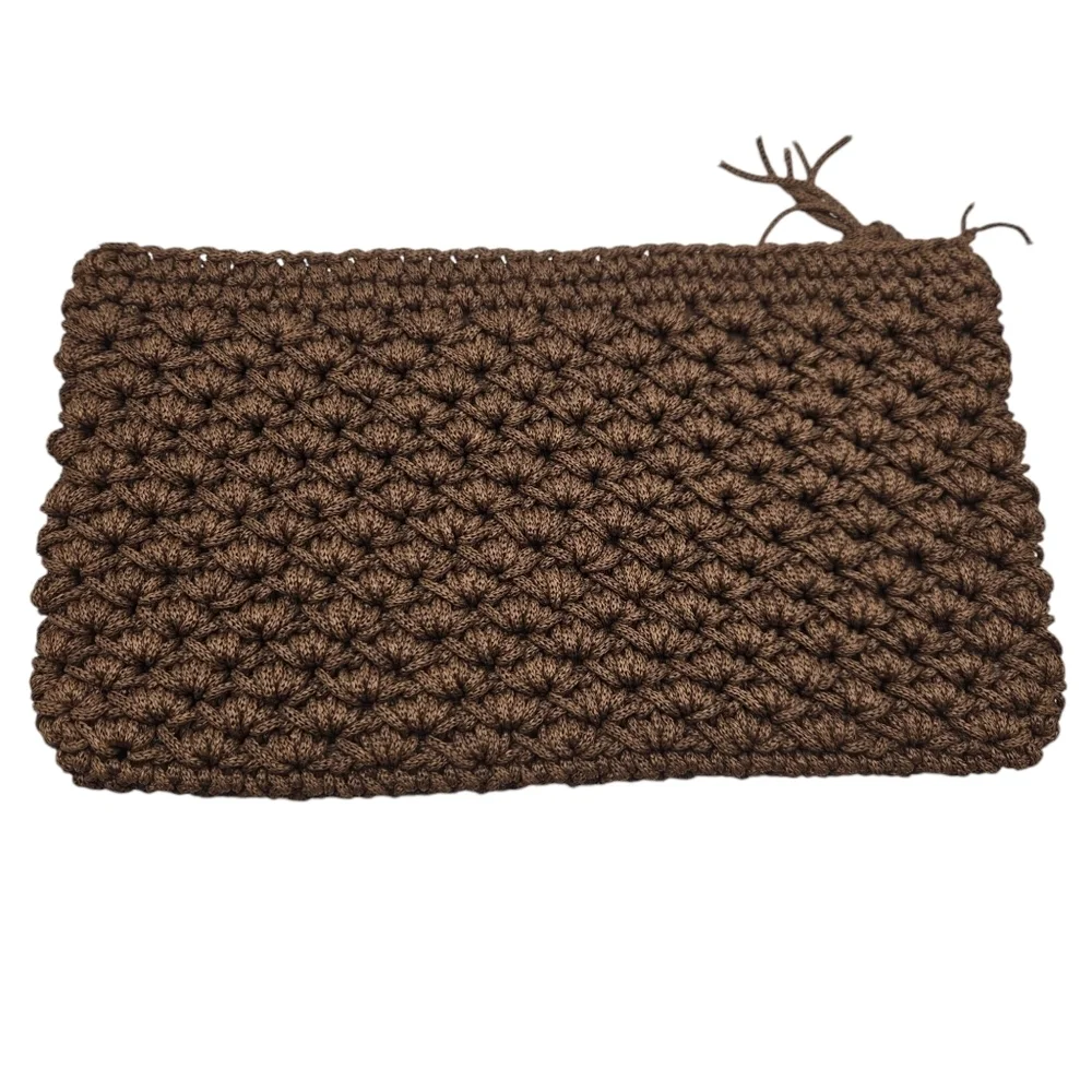 Fashion Imports ADG Japan Vintage Brown Boho Crochet Macrame Bag Full Zip